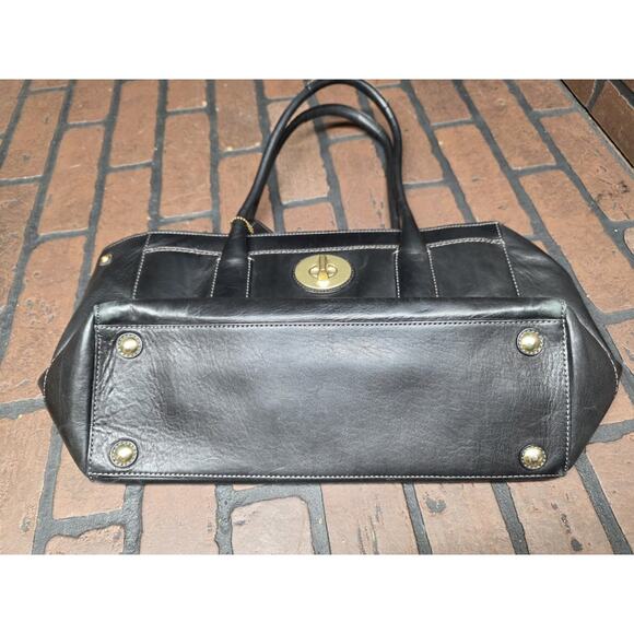 Coach Tote Bag Turn Lock Shoulder Bag Black Leather 2WAY 11554 - Picture 7 of 9